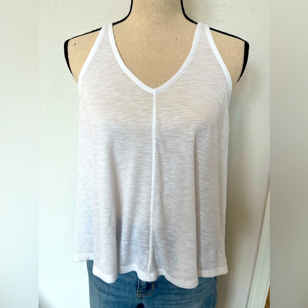 Free People White Flowy Tank Top